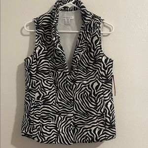 Liz Claiborne Black and White Zebra Print Vest